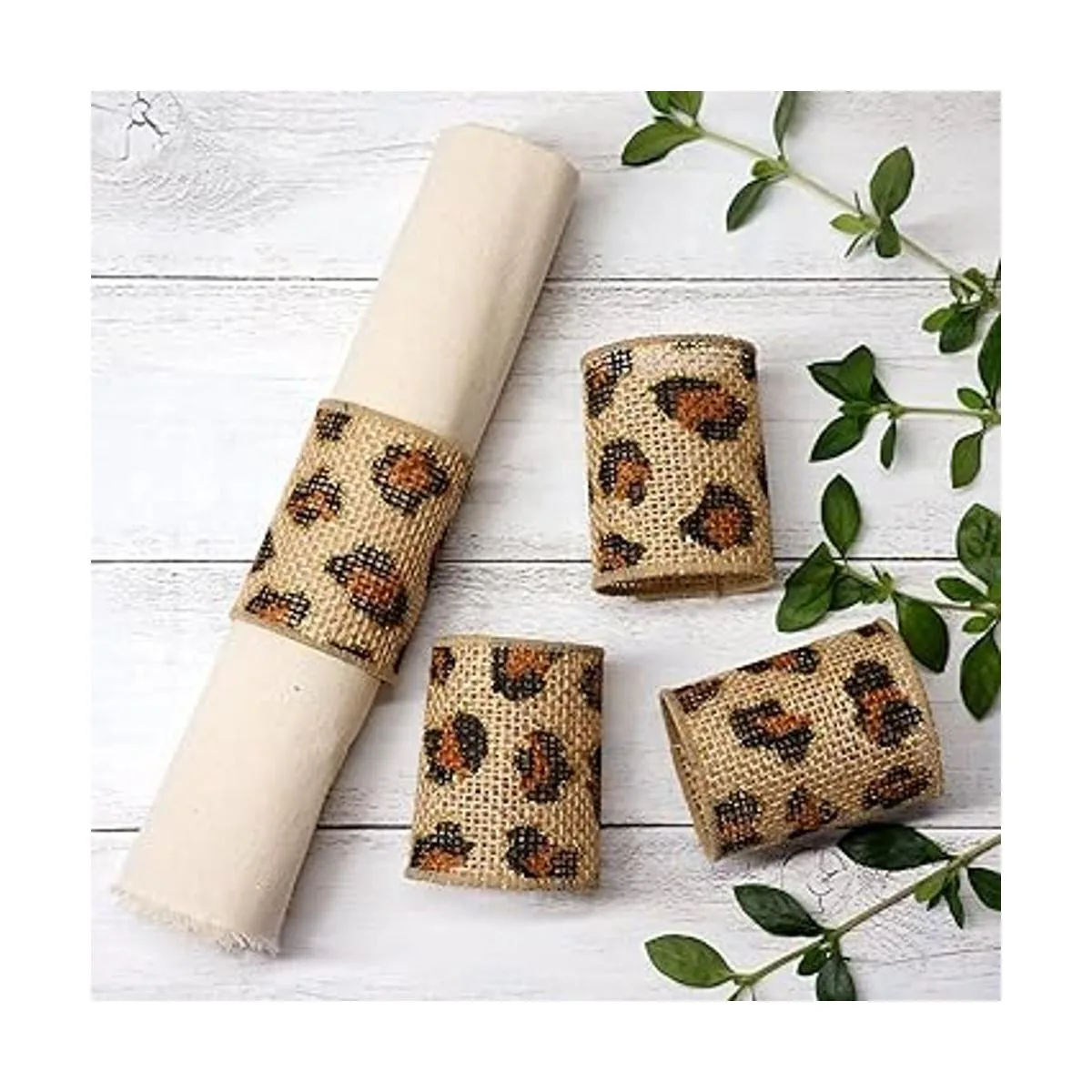 CT CRAFT LLC Cinta de arpillera con alambre de leopardo_4