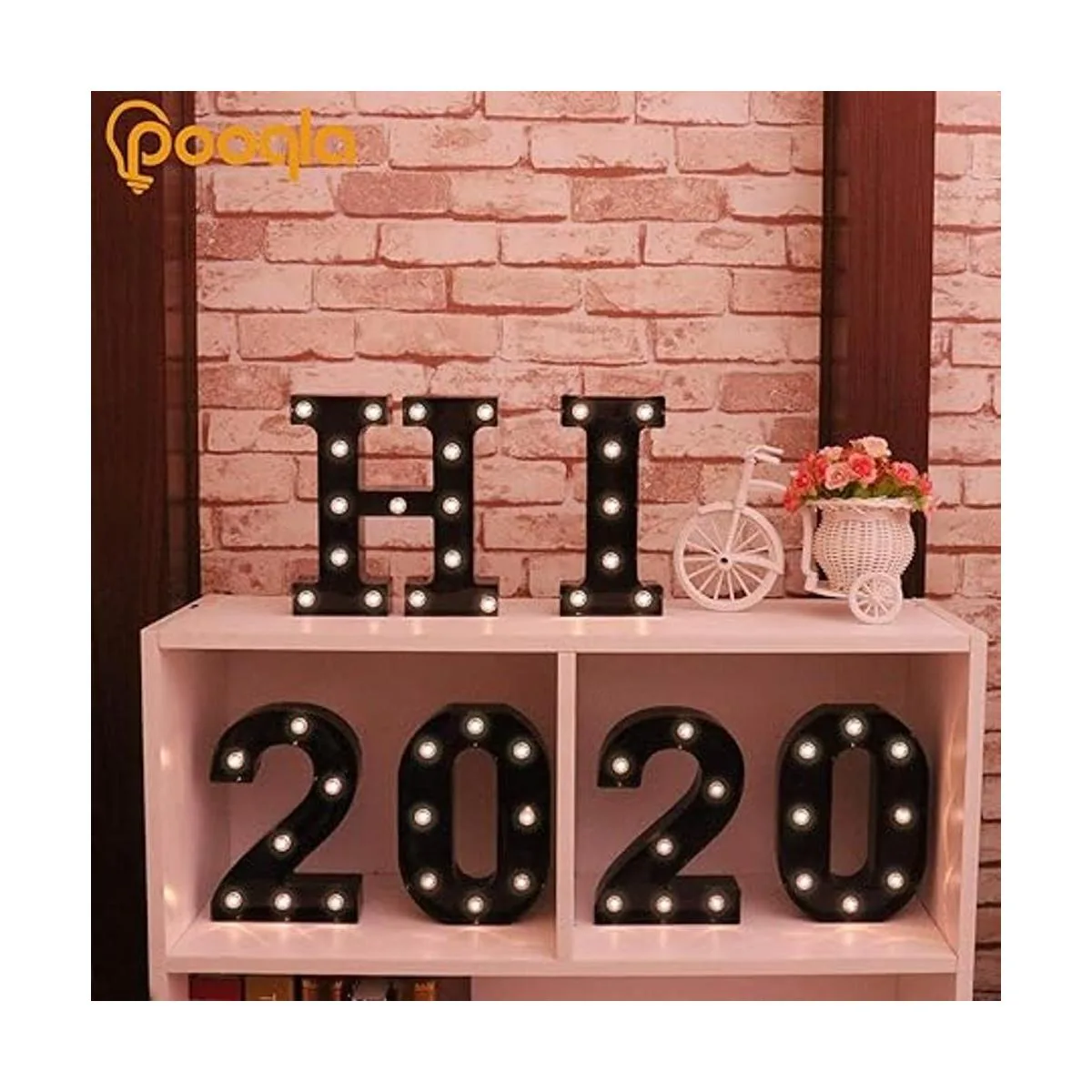 Pooqla Letras iluminadas con luces Luz LED letra negra_6