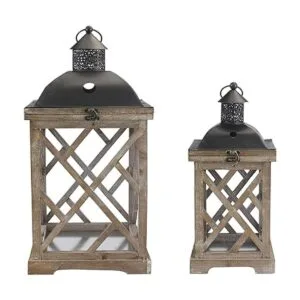 Stonebriar Juego de faroles decorativos de madera para_2