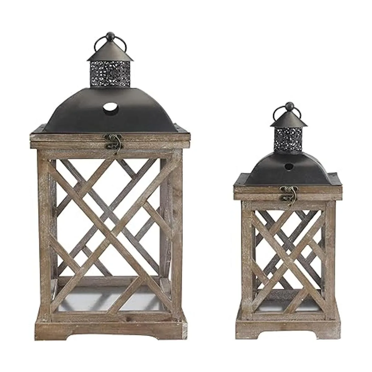 Stonebriar Juego de faroles decorativos de madera para_2