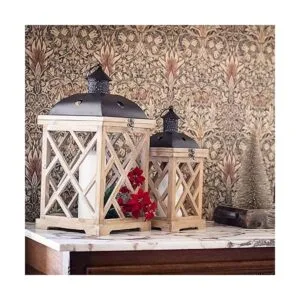 Stonebriar Juego de faroles decorativos de madera para_6
