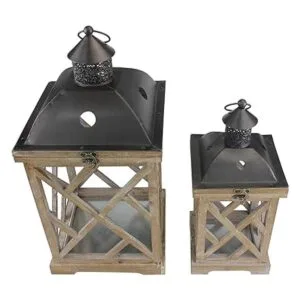 Stonebriar Juego de faroles decorativos de madera para_3