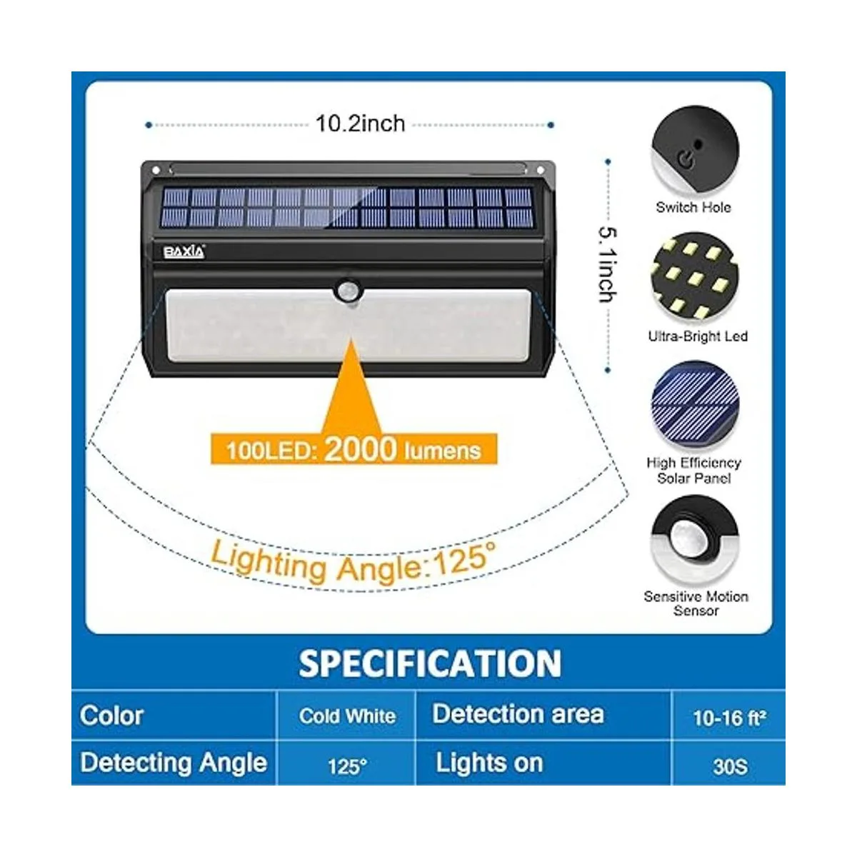 BAXIA TECHNOLOGY Luces solares para exteriores_6