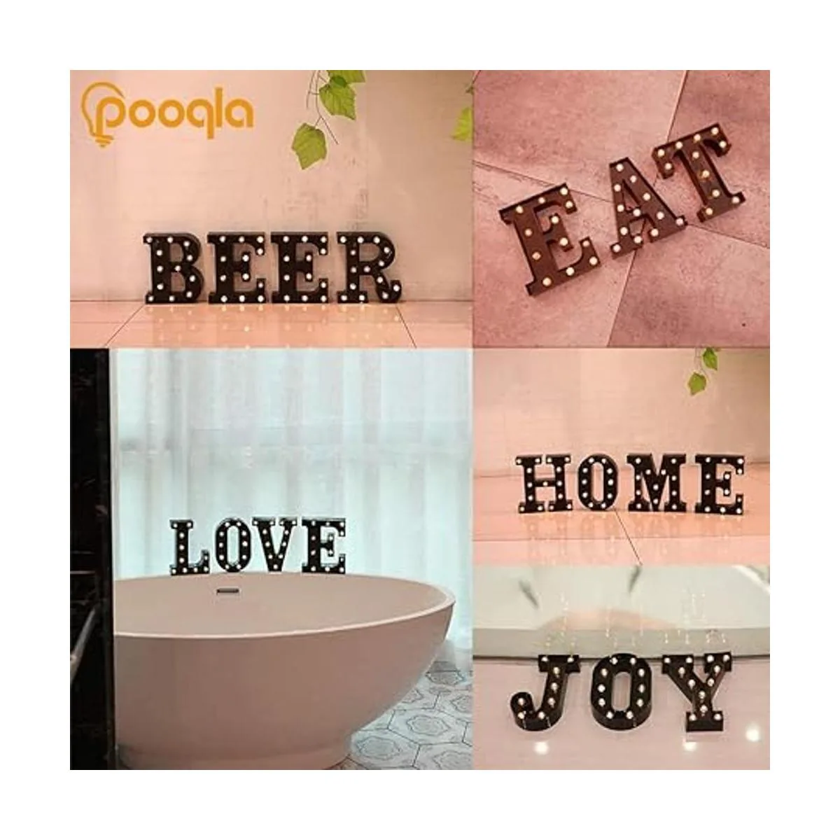 Pooqla Letras iluminadas con luces Luz LED letra negra_7