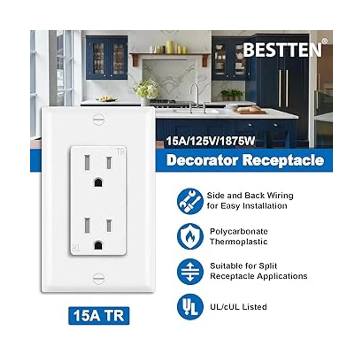 BESTTEN Toma de receptáculo de decoración resistente a_2