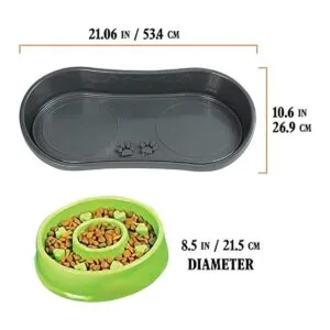 Bandeja antideslizante para mascotas con 2 cuencos lentos_3