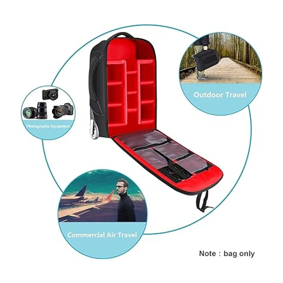 Neewer Mochila convertible 2 en 1 para cámara con ruedas_5