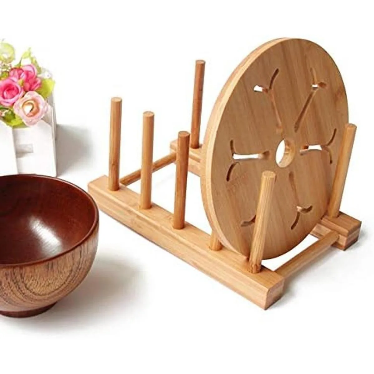 Escurridor de platos de madera de bambú para escurridor de_4