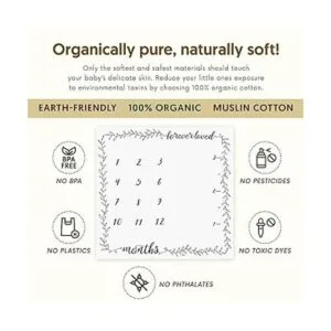 Manta de hitos mensual orgánica para bebé niño o niña_3