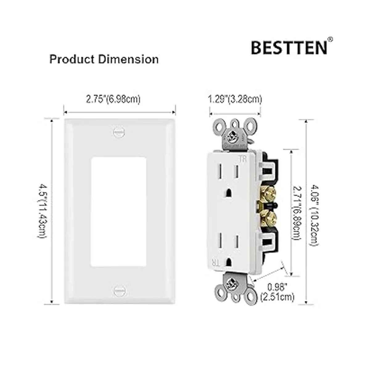 BESTTEN Toma de receptáculo de decoración resistente a_5