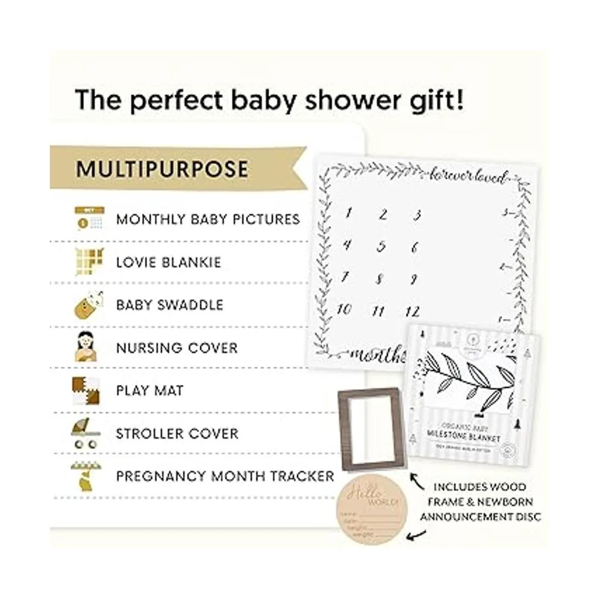 Manta de hitos mensual orgánica para bebé niño o niña_5