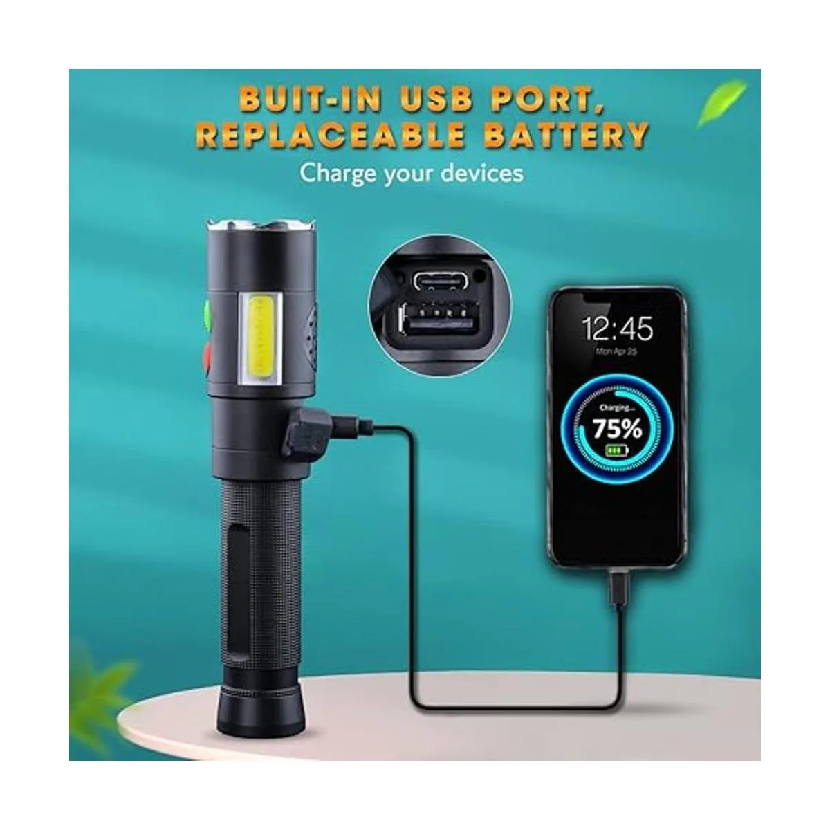 MCCC Linterna recargable de autodefensa con alarmas_5