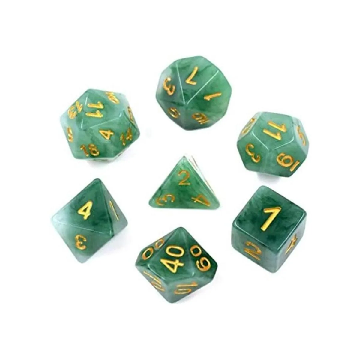 HDdais Juegos de dados poliédricos DND de 7 dados de jade_1