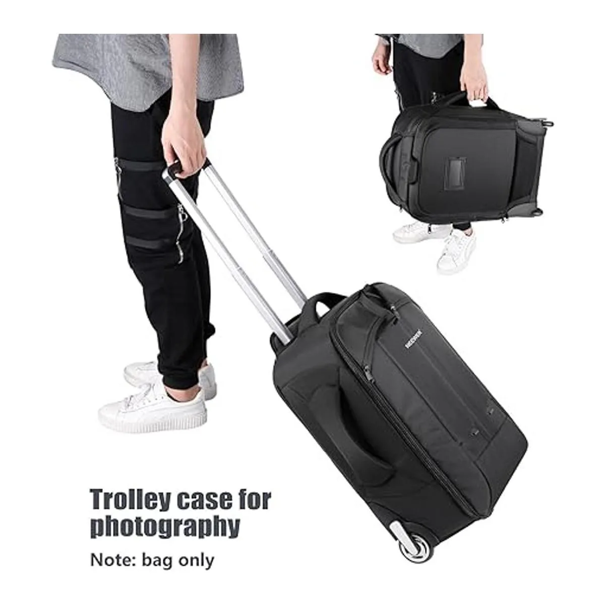 Neewer Mochila convertible 2 en 1 para cámara con ruedas_6