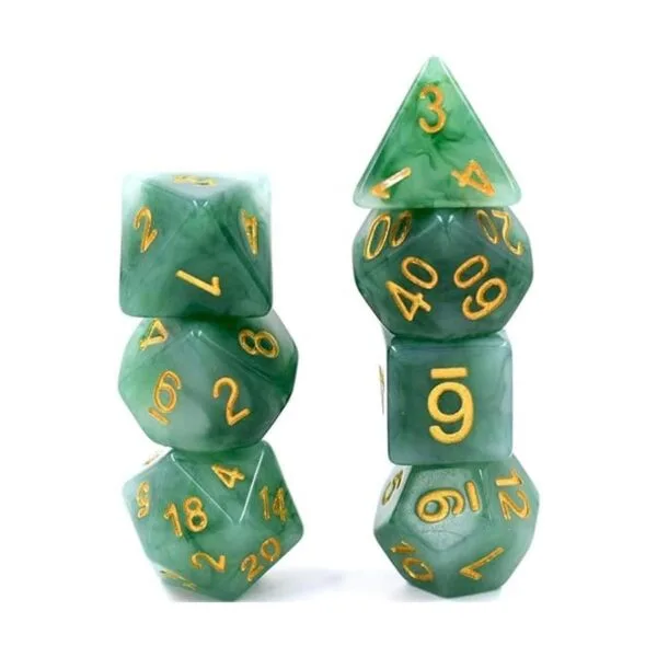 HDdais Juegos de dados poliédricos DND de 7 dados de jade_3