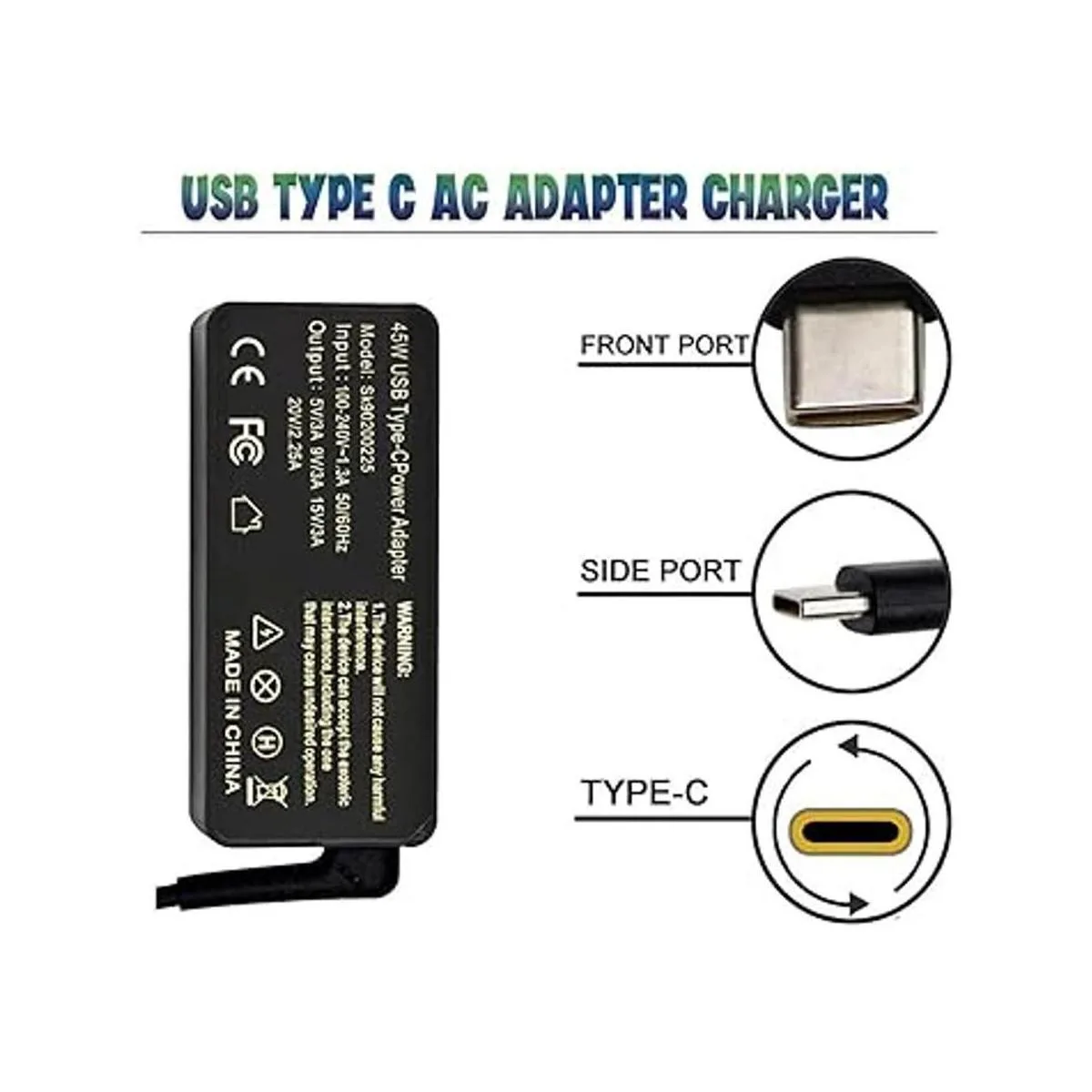 Chromebook Charger Laptop 45W USB tipo C AC Adapter para_5