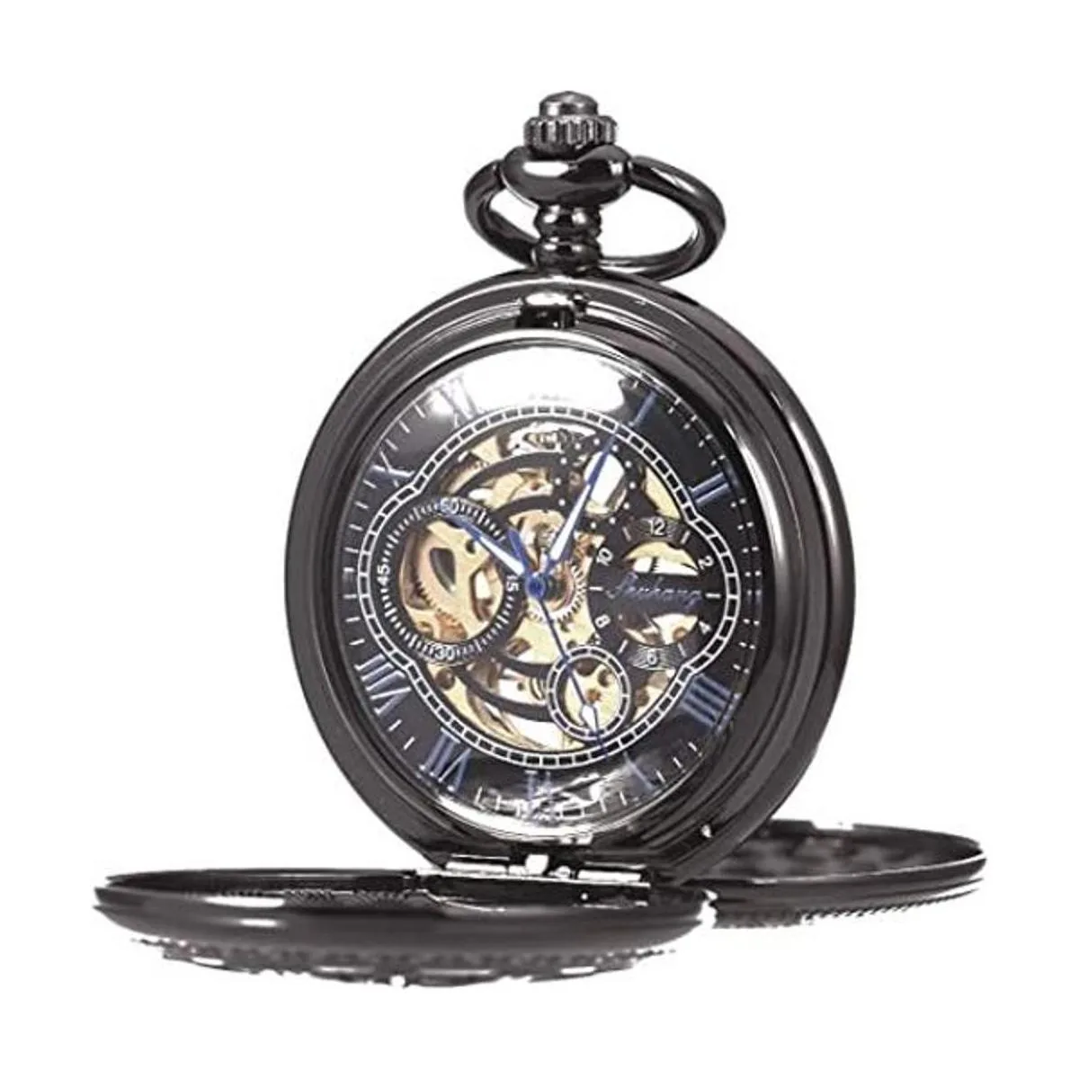 Reloj de bolsillo mecánico con doble caso cuerda manual_1