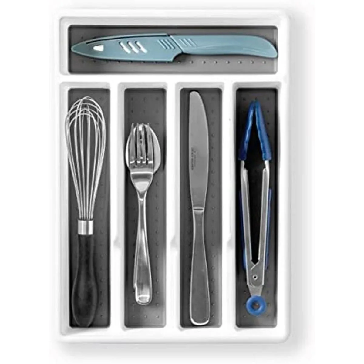 BINO Organizador de cubiertos de 5 ranuras blanco_1