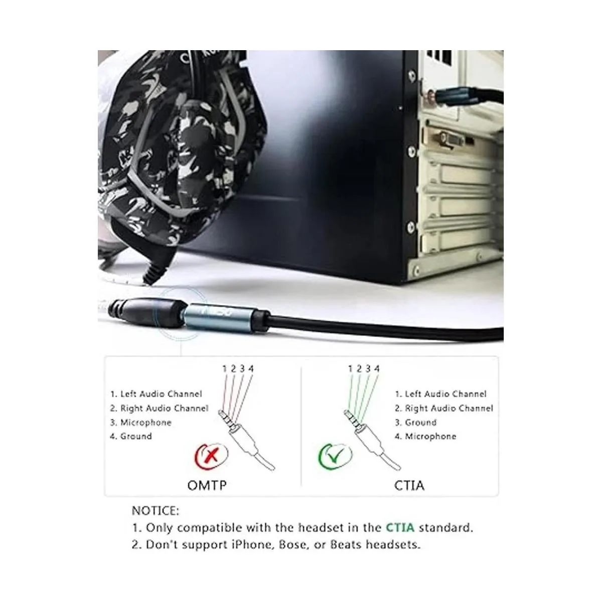 MillSO Divisor de auriculares CTIA para computadora_5