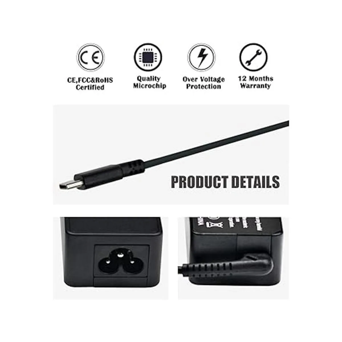 Chromebook Charger Laptop 45W USB tipo C AC Adapter para_3