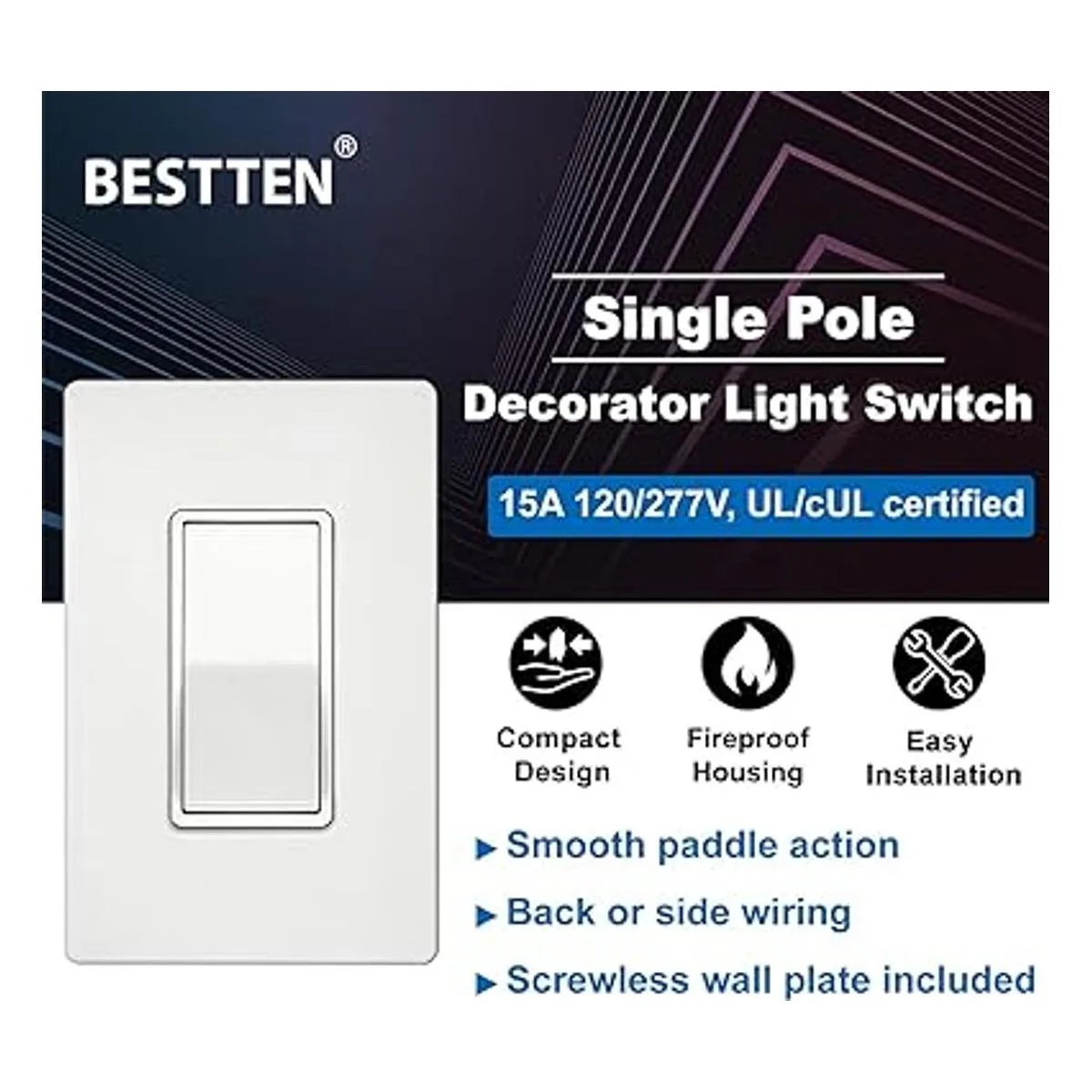 BESTTEN Paquete de 10 interruptores de luz de pared para_3