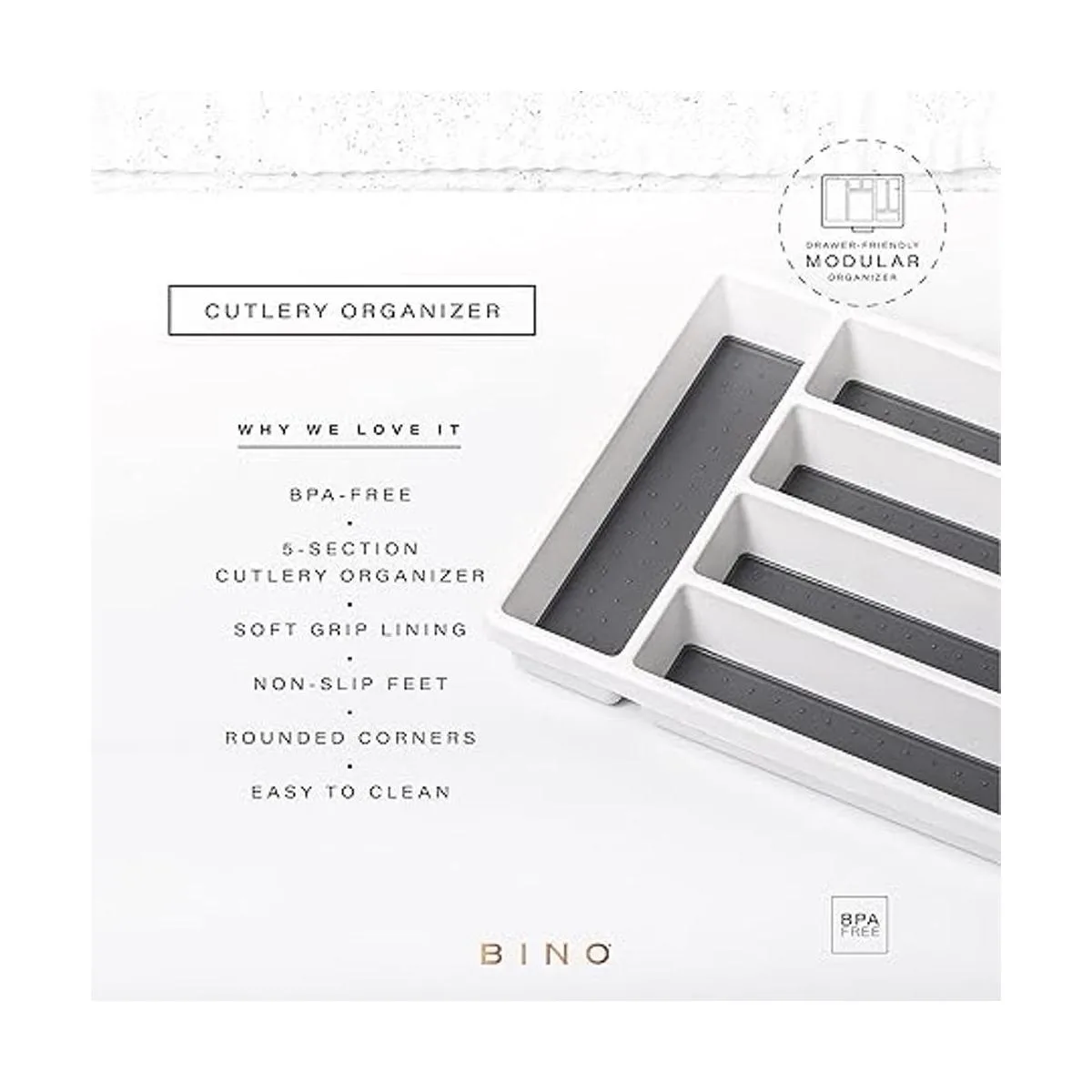 BINO Organizador de cubiertos de 5 ranuras blanco_2