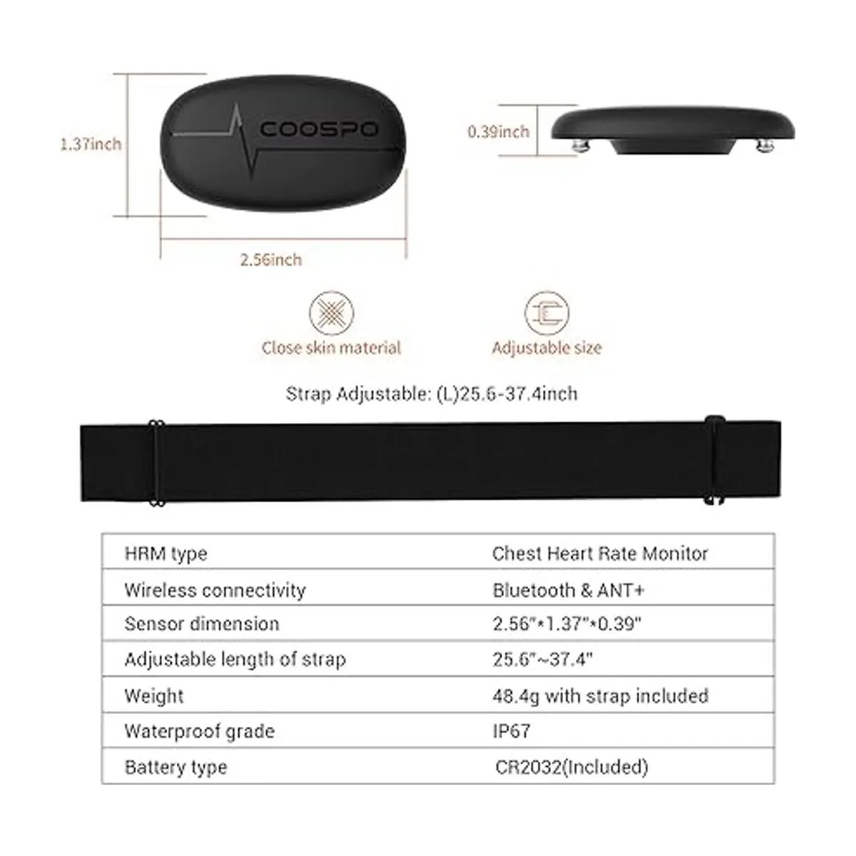 COOSPO H6 Correa de pecho para monitor de frecuencia_6
