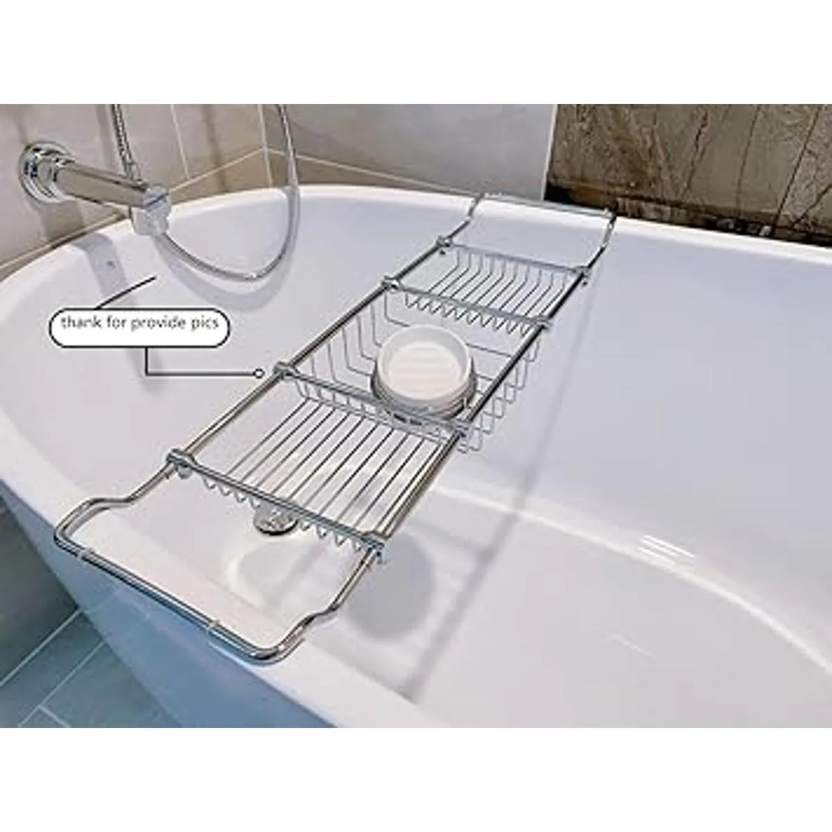 Estante de baño extensible de latón para bañera elegante_6