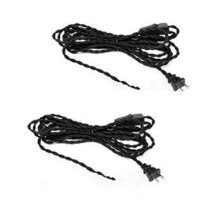 EFINEHOME Juego de 2 cables retorcidos de tela negra con_1