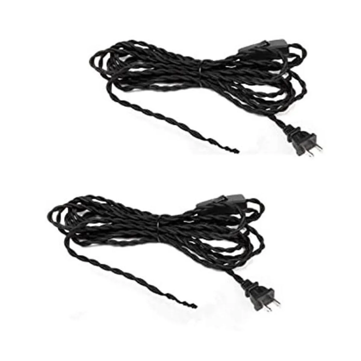 EFINEHOME Juego de 2 cables retorcidos de tela negra con_1
