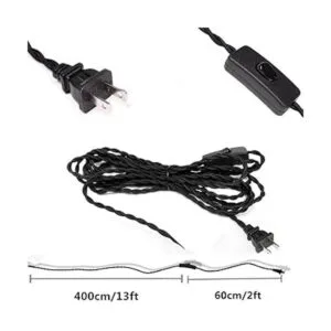 EFINEHOME Juego de 2 cables retorcidos de tela negra con_2