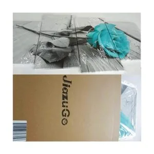 Decoración de baño verde azulado lienzo floral de rosa_5