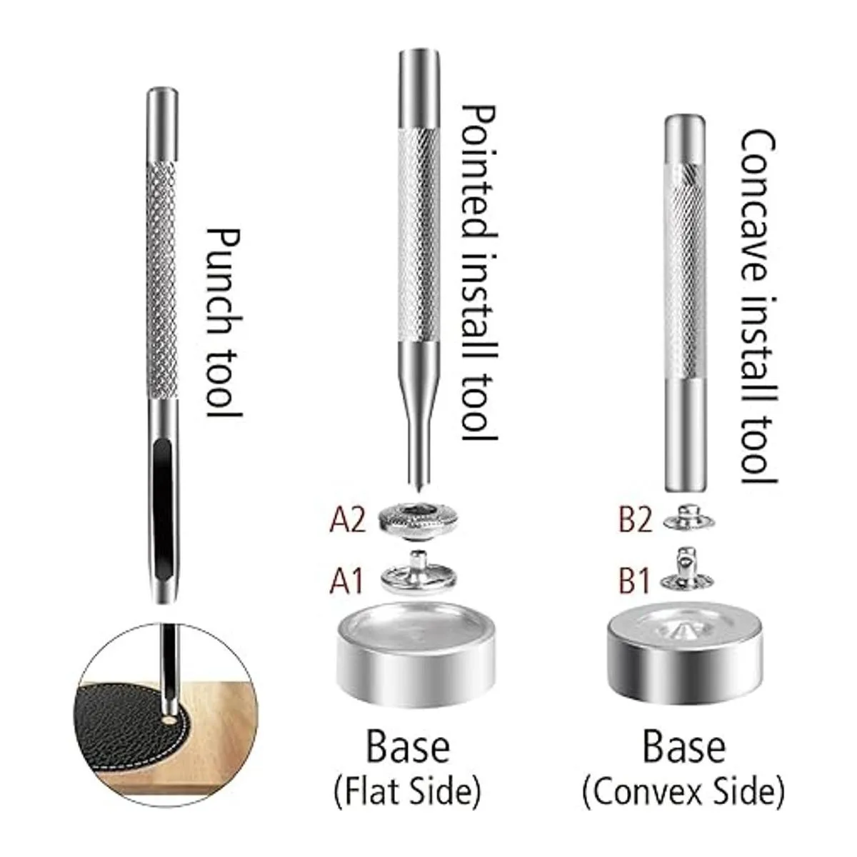 Juego de 120 cierres a presión de cuero 0.492 in de metal_5