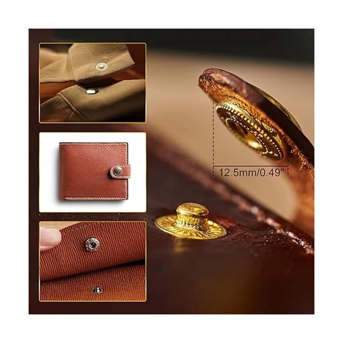 Juego de 120 cierres a presión de cuero 0.492 in de metal_2