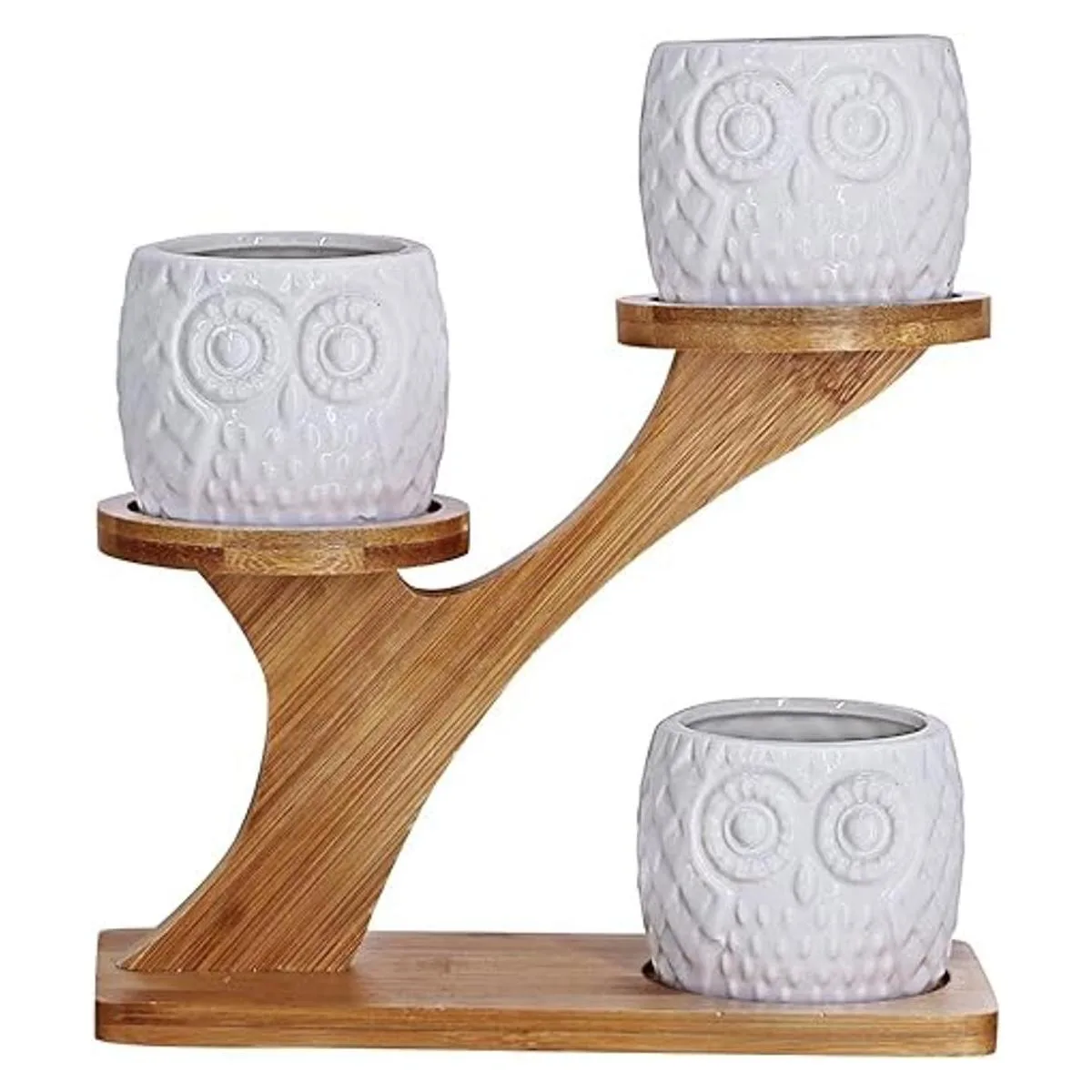 Suculentas 3 macetas de búho soporte con 3 niveles de_2