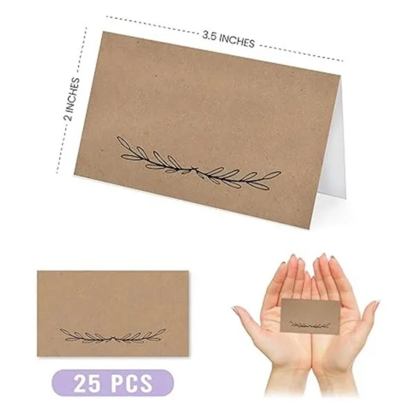 25 tarjetas rústicas Kraft para mesa de campaña para boda_3