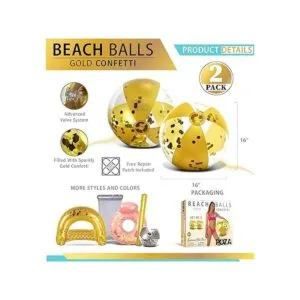 POZA Inflatable Beach Balls Set of 2 Elegant Glitter_2