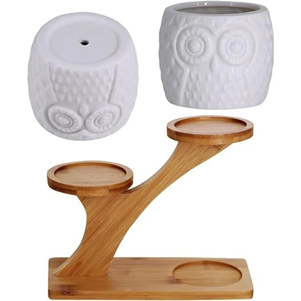 Suculentas 3 macetas de búho soporte con 3 niveles de_3