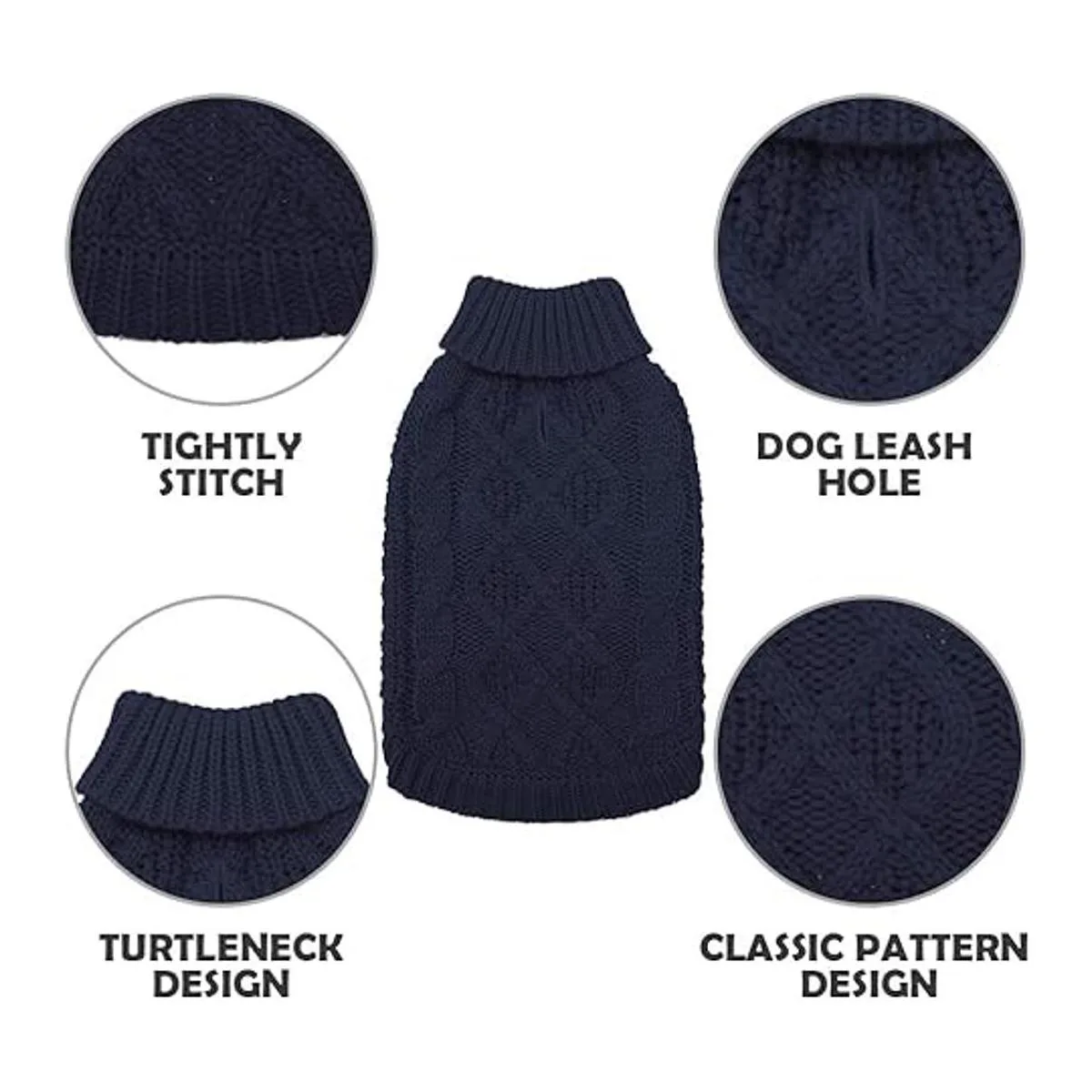 Mihachi Suéter de cuello alto para perros Abrigo de_4