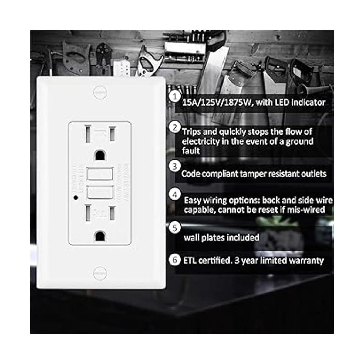 BESTTEN Paquete de 10 tomas de corriente GFCI de 15_2