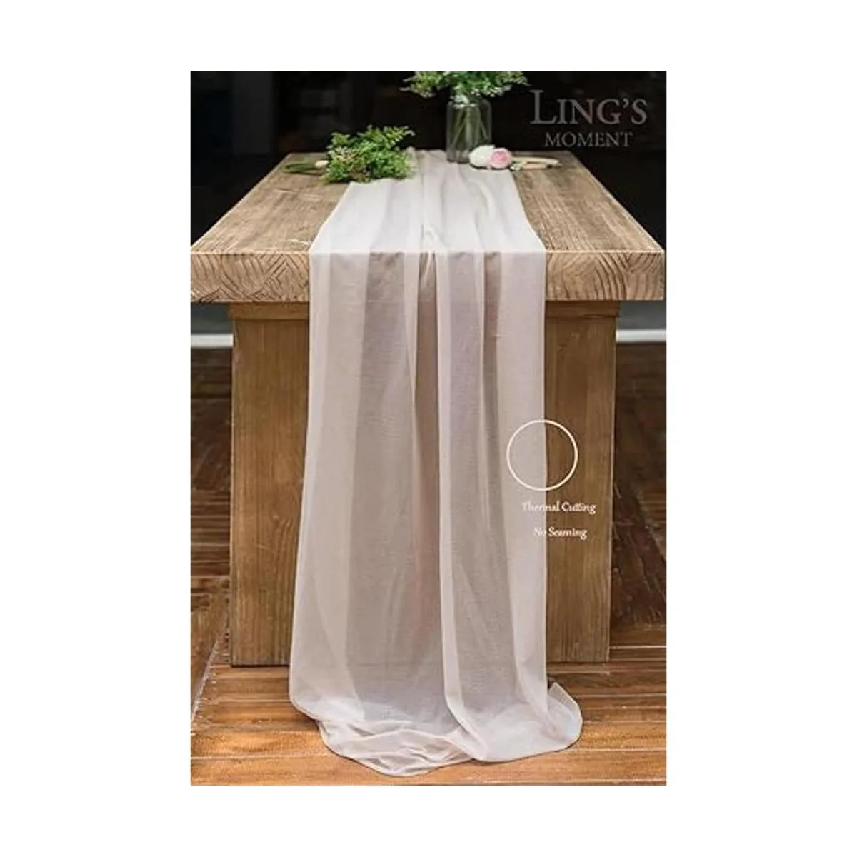 Lings Moment Camino de mesa de gasa transparente color_3