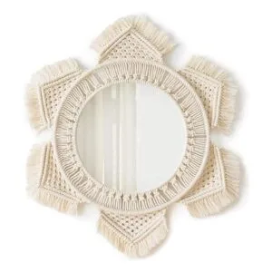 Mkono Espejo de pared colgante con flecos de macramé_1
