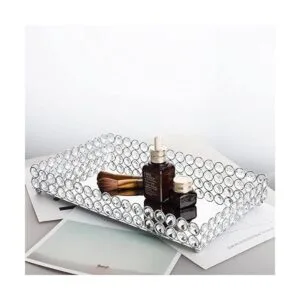 Feyarl Bandeja grande de cristal para tocador con espejo_5