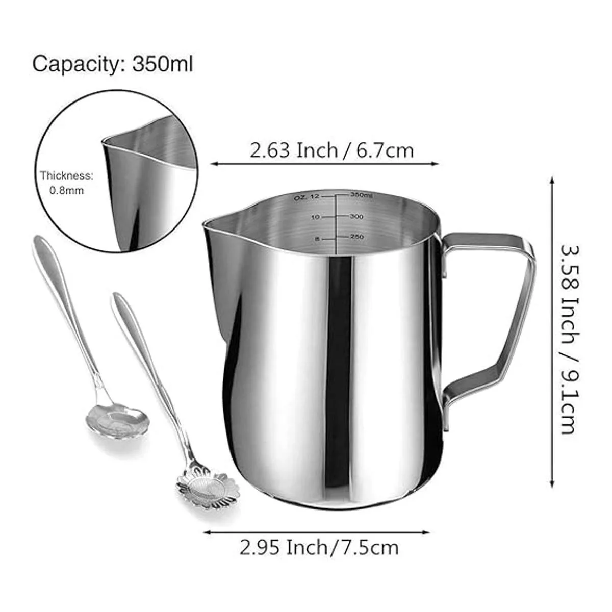 Jarra de espuma de leche 12 onzas11.8 fl oz de acero_6