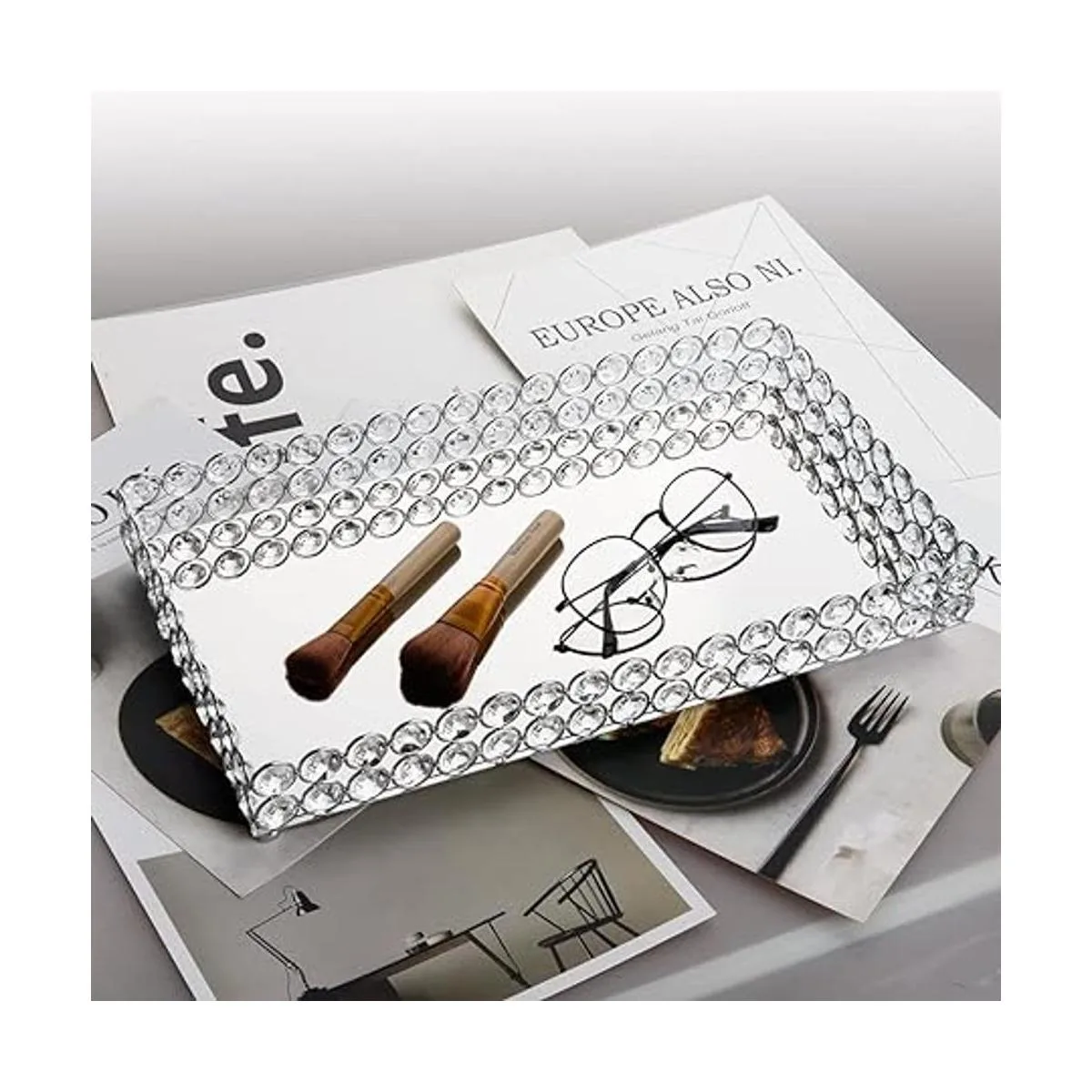 Feyarl Bandeja grande de cristal para tocador con espejo_4