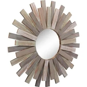 Stonebriar Espejo de pared grande redondo de madera de 32_2