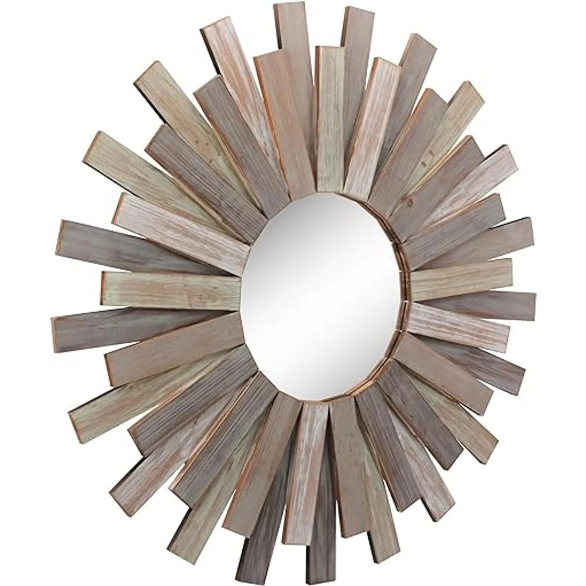 Stonebriar Espejo de pared grande redondo de madera de 32_2