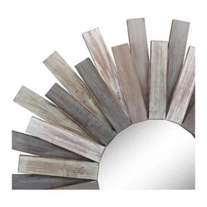 Stonebriar Espejo de pared grande redondo de madera de 32_3