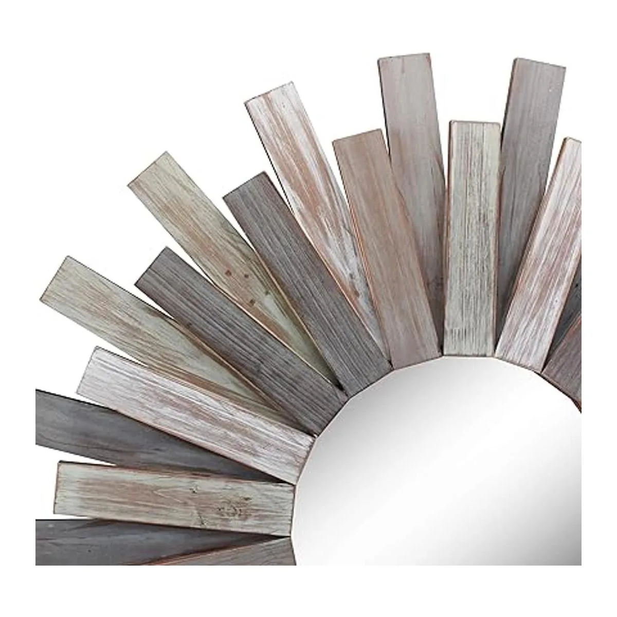 Stonebriar Espejo de pared grande redondo de madera de 32_3