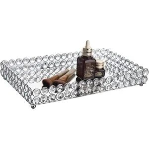 Feyarl Bandeja grande de cristal para tocador con espejo_1